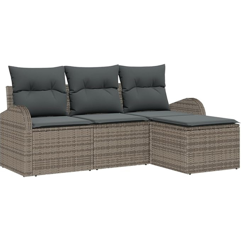 Rantry Model3345989 4-osaline aiasohva komplekt koos pehmendusega Hall Poly Rattan Garden Lounge