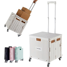 Kokkupandav mitmeotstarbeline käru kokkupandav kaasaskantav rulliv kasti käsikäru koos vastupidavast vastupidavast plastikust teleskoopkäepidemega kokkupandav 4 pöörlevat ratast reisimiseks, ostudeks, pagasiks, kontorisse