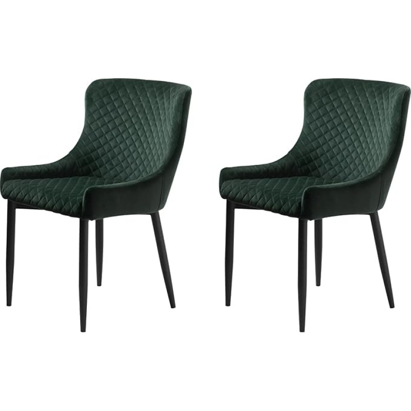 FJORDFORM söögitool, 2 istekohaga toolid, tume samet, mustad jalad tool, samet, tumeroheline, üks suurus