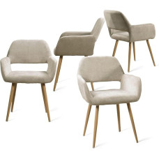 MEUBLE COSY Söögitoatoolide komplekt 4 köögitooli Polsterdatud toolid käetoedega Kangast elutoa tool metallist jalad