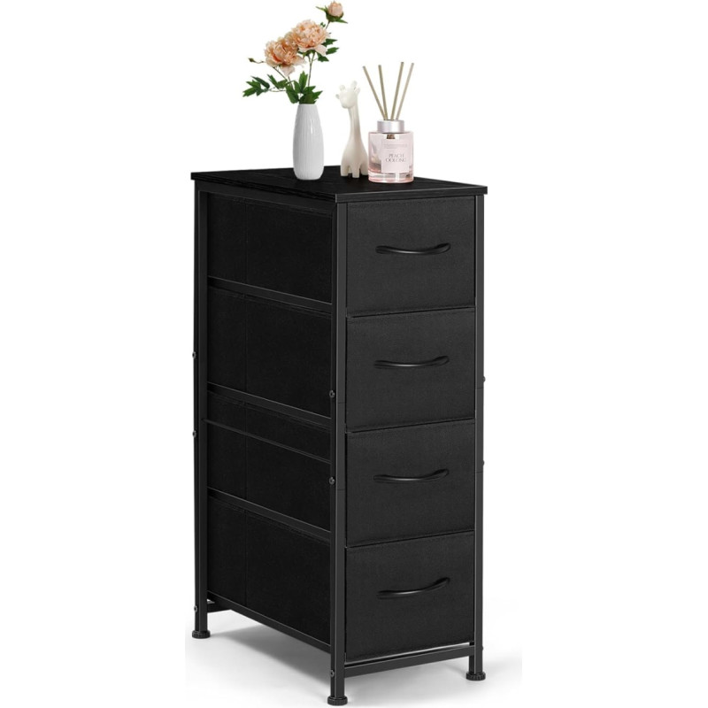 LIANTRAL kitsas kapp 4 sahtliga hoiukapp kitsas kangastorn ratastega puidust ülemine magamistuba kapp väikestesse ruumidesse vannituba elutuba pesukapp mustana