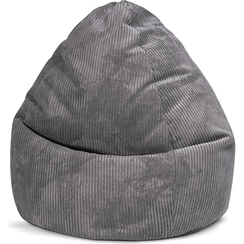 Sitting Point by Magma BeanBag Shara XXL Bean Bag Fleece Corduroy 80 x 130 cm, pestav kate, antratsiit, Öko-Tex® sertifitseeritud.