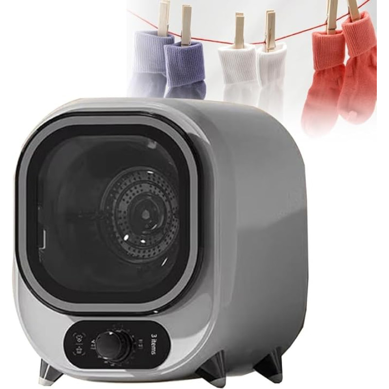 Generisch Mini trummelkuivati 0,8 kg koormusega, 5 kuivatusrežiimi, ventileeritav kondensaator väikestele pesuartiklitele, ideaalne piiratud ruumi ja tõhusa kasutamise jaoks.