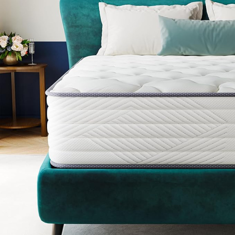 TXO madrats 140x200 25 cm kõrge, taskupõhjaline madrats kõvadusastmega H3, 7-tsooniline vedrumadrats koos mugava vahuga rõhu leevendamiseks, Öko-Tex & CertiPUR sertifitseeritud