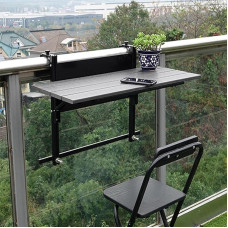 Klappbarer Wandtisch, verstellbar und stabil, für Balkongeländer, Terrasse, Garten oder Veranda