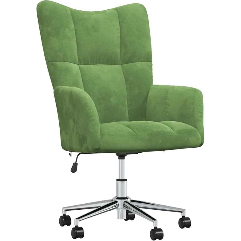 vidaXL Ratastega lamamistool pööratava kõrgusega reguleeritav TV tool polsterdatud tool lõõgastav tool tiibtool elutuba heleroheline sametiga
