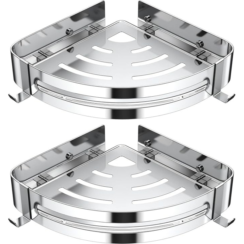 Tugevus Enemy duširiiul, puurimata, duširiiulid, nurgas duširiiul, duširiiulid 4 konksuga, roostevaba roostevabast terasest duširiiul vannituppa, kööki (2 pakki, hõbedane)