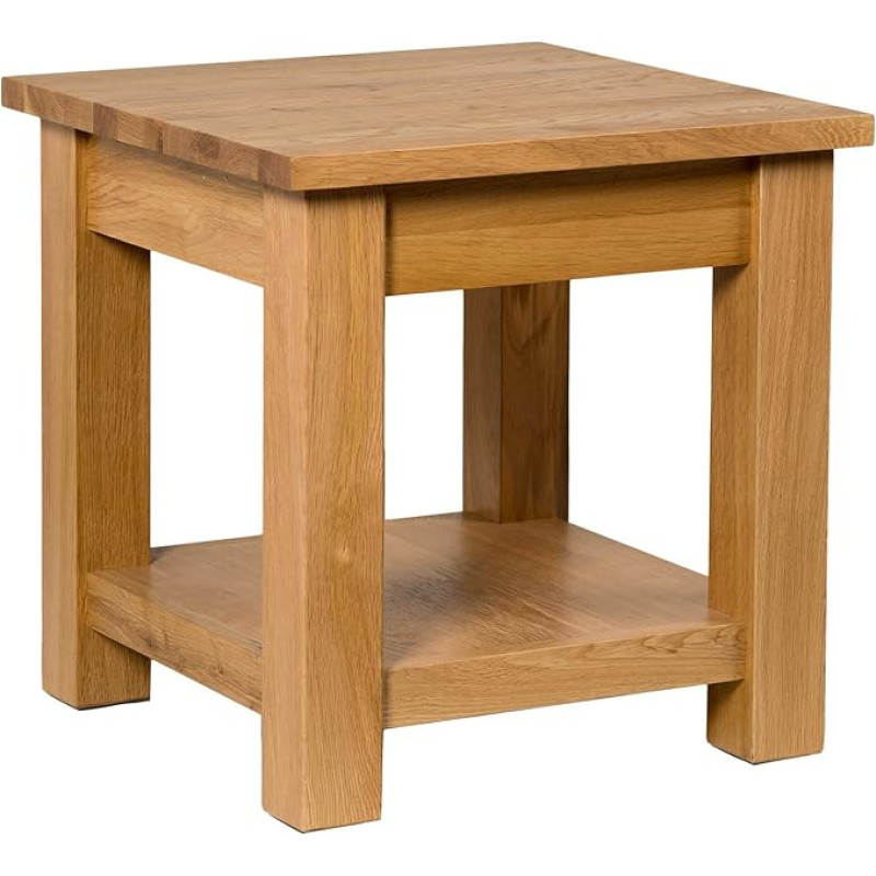 Hallowood Furniture Waverly väike kohvilaud koos riiuliga, öökapilaud ja lambiplaat magamistuppa, juhuslik laud, taimealune ja küljelaud, mis on valmistatud massiivsest tammepuust elutuppa ja väikestesse ruumidesse.