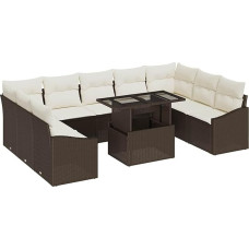 Rantry 10-teiliges Garten Sofa Set mit Kissen Braun Poly Rattan Gartenlounge Model3349064