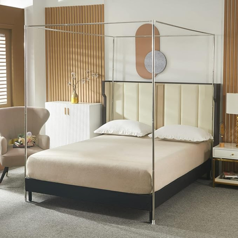 Beyeutao Roostevabast terasest voodi katuseraam Mosquito Net Post Bracket Neli posterraami lihtne paigaldada väike kahekohaline voodi (väike topelt)