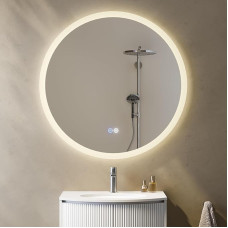 HOROW ümmargune vannitoa peegel koos valgustusega, 80 cm LED peegel, jahe valge, soe valge, loomulik valguspeegel, timmitav, uduvastane ilma raamita, seinapeegel, IP44 energiasäästu