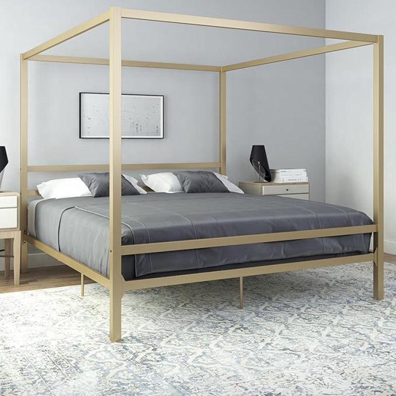 DHP mööbel Modern Canopy Gold Metal Bed Superking