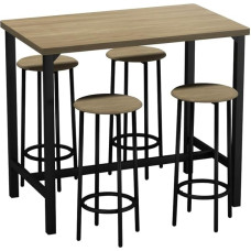URBNLIVING CANCUN baarilaua ja tugitooli komplekt - tööstuslik köögi söögitoa hommikusöögitoa letistamise mööbel 2 või 4 tooliga, ruumi säästev disain koju ja väikestesse ruumidesse - 5-osaline - tammepuust