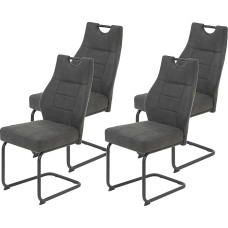 Hela Tische, Linda söögitoa toolid, kiiktoolid, Vintage antratsiit, ümmargune raam hall, Comfort istme vedrukorv, 140 kg kandevõime, 4 tk komplektis.