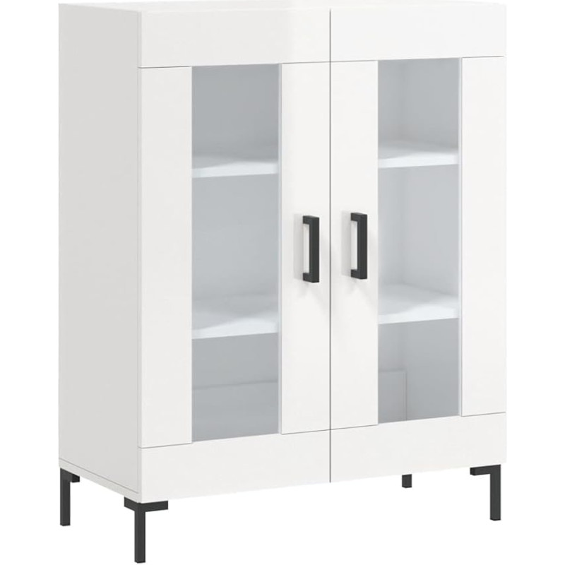 vidaXL Sideboard, kapp, kus on palju hoiuruumi, Highboard elutoa kapp raudjalgadega, kapp Sideboard, külgkapp, kõrgläikega valge puitmaterjaliga