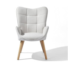 HOMYLIN aktsenttool, juhuslik kangastool täispuidust jalgadega ja kõrge ergonoomilise seljatoega elutuppa, magamistuppa, elutuppa, beež