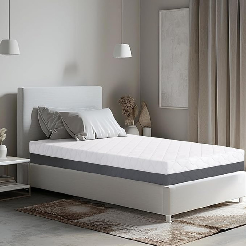 TANHK Single Extra Memory madrats, 100% Made in Italy, Medium Firm, ortopeediline, rõhupunktide leevendussüsteem, hüpoallergeenne, antibakteriaalne ja lestavastane, kõrge hingavus, 90 x 200 cm.