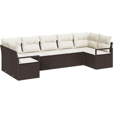 Rantry 7-teiliges Garten Sofa Set mit Kissen Braun Polyrattan Gartenlounge Model3355197