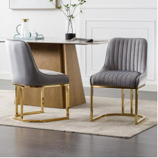 chairus söögitoa toolid, komplekt 2, samet, köögitoolid söögituppa, kaasaegsed metallist jalgadega polsterdatud toolid, söögitoolid kööki, elutuppa, hall