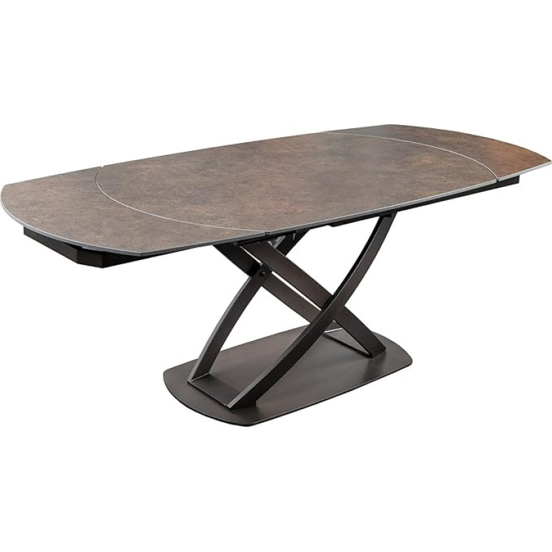 Riess Ambiente Inception pikendatav söögilaud 130 - 190 cm - roostes - marmorist keraamiline disainlaud metallraamiga kaasaegne söögituba
