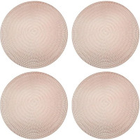 4er Set Runde PVC Tischsets Hitzebeständig Stilvolles Design Elegante Platzdeckchen Abwischbar 38cm Verschiedene Farben Für Esstisch Küche Restaurant Café(Sekt)