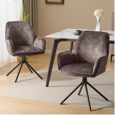 Mingone pöörlev söögitool 2-st komplektist - 180° automaatne lähtestamine, ergonoomiline köögitool käetoega, sametkangast kattega ja metalljalad, kandevõime 150 kg