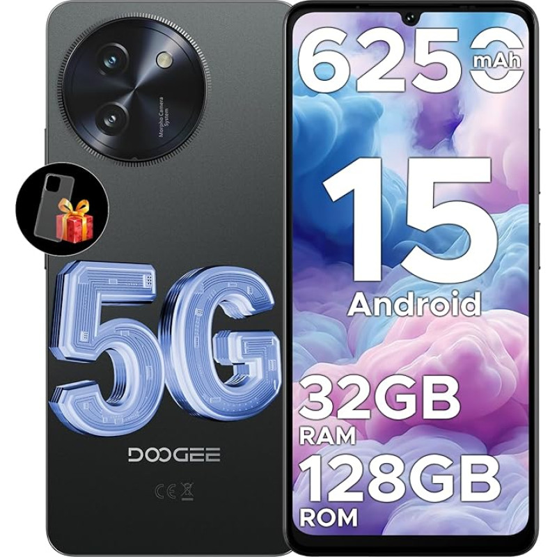 DOOGEE Note 59 5G nutitelefon ilma lepinguta Android 15, 32GB + 128GB/2TB TF, 6250mAh, 6,75-tolline HD + 120Hz, T8200 Octa Core mobiiltelefon odavalt, 16MP + 8MP, Dual SIM Simlock-free mobiiltelefonid, OTG