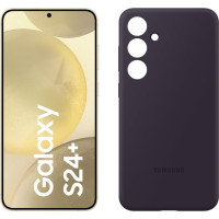 Samsung Galaxy S24+ AI nutitelefon, 12 GB RAM, 512 GB mälu, kollakas kollane, silikoonist ümbris tumelillakas