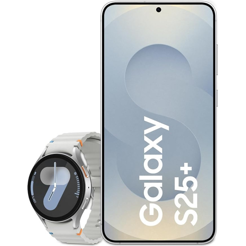 Samsung Galaxy S25+ AI nutitelefon Galaxy AI-ga, 12 GB RAM, 256 GB mälu, hõbedane varju, 3-aastane tootja garantii + Galaxy Watch7 nutikell.