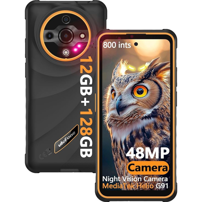 Ulefone Armor X31 Välitingimustes kasutatav mobiiltelefon 2025, 12GB + 128GB/SD-2TB välitingimustes kasutatav nutitelefon, IP69 ehitusplatsil kasutatav mobiiltelefon 6050 mAh 6,56-tolline 48MP AI-kaamera 4G Dual SIM Android 14, IP68 veekindel TEL