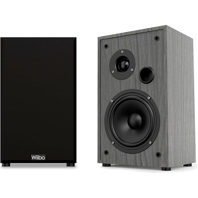 WIIBO String 10 Hi-Fi riiuli kõlarid - Esinemiskindla, sügava ja nüansseeritud heli jaoks - 100W kõlaripaar - Mõõtmed: WIIBO String 10 Hi-Fi riiuli kõlarid: 22,5 x 18,5 x 30 cm.