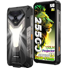 Ulefone Armor 34 Pro 5G väljas mobiiltelefoni AI nutitelefon koos projektoriga, 32GB + 512GB / 2TB Android 15 ehitusplatsi mobiiltelefon 25500mAh / 66W, ekraan 6,95-tolline FHD +, 1100lm telkimislamp, 50MP +