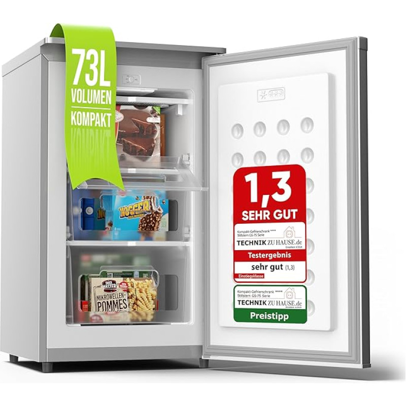 Stillstern sügavkülmik C (73L) 4-tärni sügavkülmik -18°C, madal energiatarbimine, 3 sektsiooni, sujuvalt reguleeritav temperatuur, vahetatavad uksehinged, sügavkülmik väike, sügavkülmik, sügavkülmik