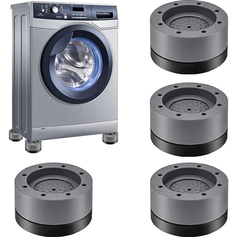 Nutabevr Pack of 4 Washing Machine Foot Pads, Universal Anti-Vibration Mat, Washing Machine Feet, Vibration Damper, Vibration Damper for Washing Machine, Dryer, Fridge, Table, Chairs, 3.7 cm