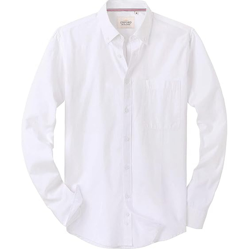J.VER Oxford Men's Shirt, Non-Iron Regular Fit Shirt, Long-Sleeved Casual Oxford Shirt, Button-Down Shirt, Wrinkle- Free, Casual Shirt with Pocket