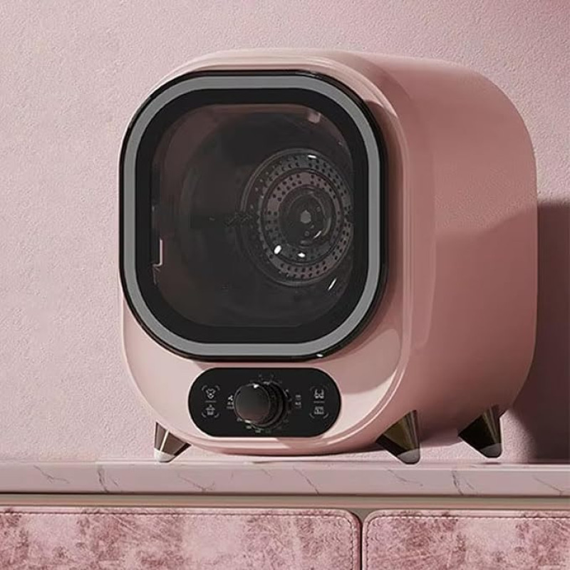 ELIKBH Condensation Tumble Dryer, Portable Mini Spin Dryer, 5 Drying Modes, 0.8 kg Load, Portable Mini Tumble Dryer, Mini Tumble Dryer for Underwear (Pink)
