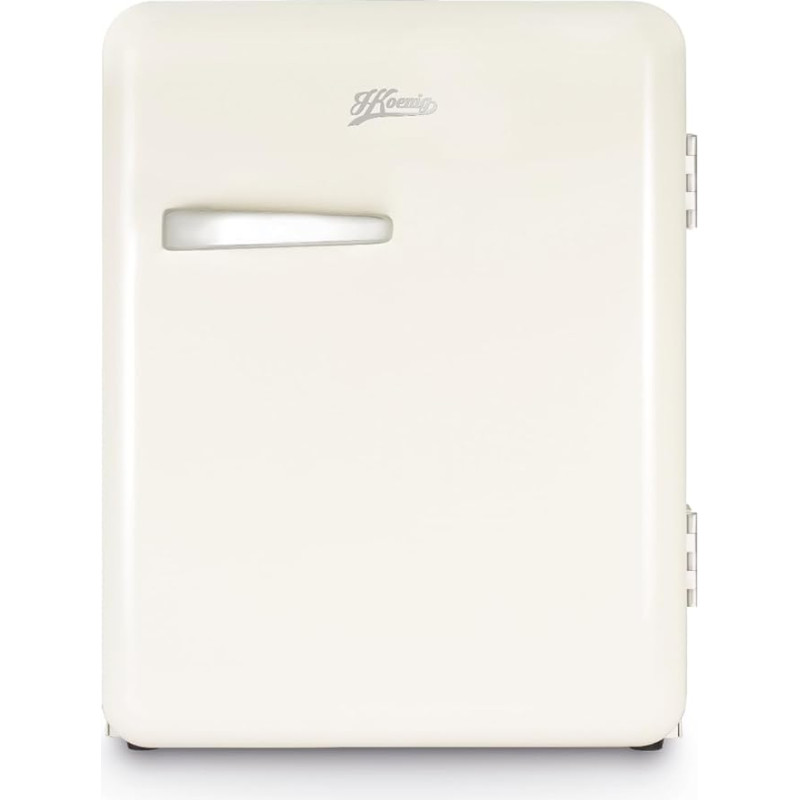 H.Koenig Mini Bar Vintage 31L Toad8 Mini Fridge Compact Food Drinks Cosmetics Vintage Design Temperature Adjustable 6°-15°C 24dB Cream