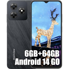 Blackview Wave 8C Android 14 mobiiltelefon ilma lepinguta, Octa Core 6GB + 64GB + 2TB SD, 6.56 tolli HD+, aku 4700 mAh, 13MP + 8MP, 4G LTE Dual SIM nutitelefon Simlock-Free, 3.5 mm Jack, GPS, koos