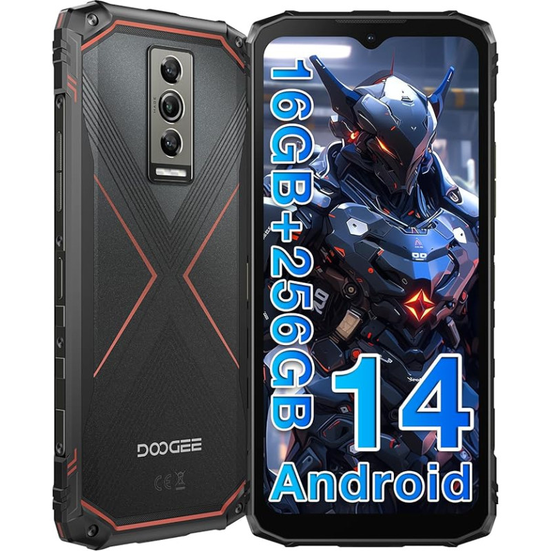 DOOGEE Blade 10 PRO [2024] Välitingimustes kasutatav nutitelefon ilma lepinguta Android 14, 16GB + 256GB (2TB) Välitingimustes kasutatav mobiiltelefon, 6,56-tolline HD+, 50MP + 8MP kaamera 5150mAh ehitusplatsi mobiiltelefon, 3 kaarti
