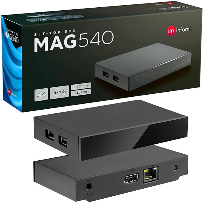 MAG 540 Original Infomir & hb-digital Set Top Box 4K Media Player vastuvõtja Internet TV UHD 60FPS 2160p@60FPS HDMI 2.1 Support 4K ja HEVC USB3.0 ARM Cortex-A35 + HDMI kaabel