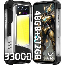 OUKITEL WP100 Titanium 33000 mAh väljas mobiiltelefon 5G sisseehitatud 100 luumeniga projektoriga, 48GB + 512GB 6,8-tolline FHD+ välitingimustes kasutatav nutitelefon ilma lepinguta koos 1200 luumeniga matkavalgustusega, 200MP+32MP+