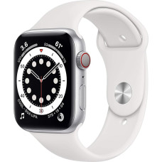Apple Watch Series 6 (GPS + mobiilside, 44 mm) alumiiniumist korpus hõbedane koos valge spordirihmaga (uuenenud)