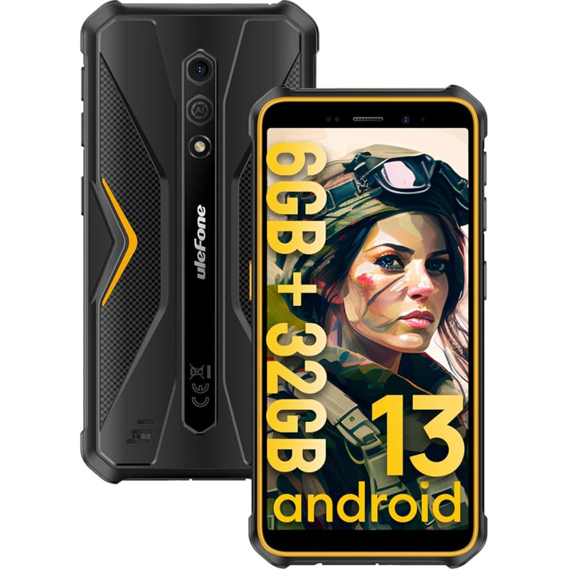 Ulefone Armor X12 hävitamatu telefon, 6GB + 32GB + 256GB laiendatav vastupidav nutitelefon, Android 13 GO, 4860mAh mobiiltelefoni aku, 13MP + 8MP, 5.45
