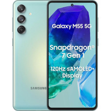 Samsung Galaxy M55 5G (heleroheline, 8GB RAM, 128GB mälu) | 50MP Triple Cam | 5000mAh aku | Snapdragon 7 Gen 1 | 4 Gen OS uuendamine ja 5-aastane turvauuendus | Super AMOLED+ ekraan | ilma