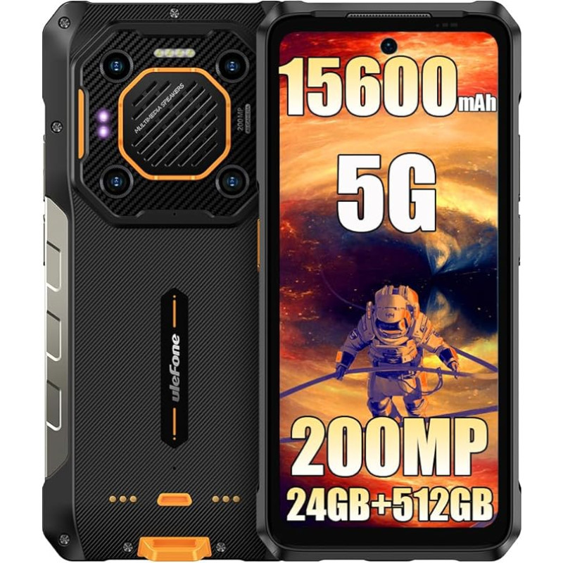 Ulefone Armor 26 Ultra 5G Välimaa mobiiltelefon ilma lepinguta 2024, Android 13 MTK 8020 24GB + 512GB Välimaa nutitelefon 5G, 200MP + 64MP öönägemiskaamera, 6.78-tolline FHD+, 15600mAh 120W, 4G LTE