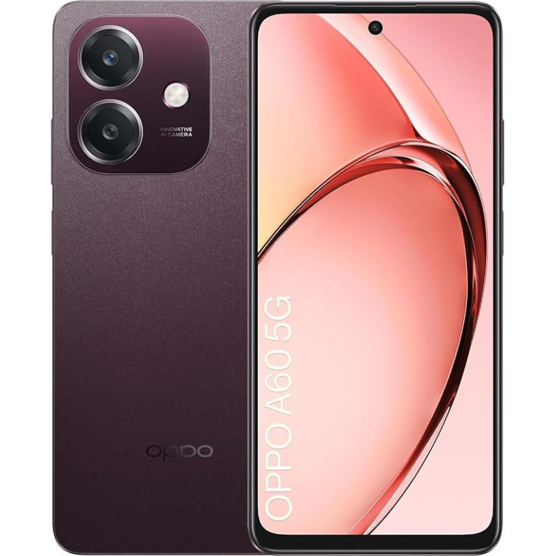 OPPO A60 5G 4+128GB, nutitelefon Android ilma lepinguta, mobiiltelefon, ekraan 120Hz 6,67-tolline LCD, Dimensity 6300 5G, 50MP AI tagurduskaamera, 5100mAh aku, SUPERVOOC 45W, NFC, Dual SIM