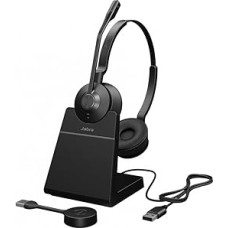 Jabra Engage 55 Stereo Headset UC, Link 400a DECT adapter USB-A, Engage 55 lauaalust, 1,2m USB-C- ja USB-A-kaabel, kandekott, garantii ja hoiatus (ohutusraamatud).