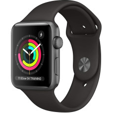 Apple Watch Series 3 (GPS 42 mm) - kosmosehall alumiiniumist korpus musta spordirihmaga (uuenenud)