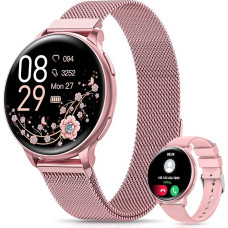 RUXINGX Naiste nutikell koos telefoni funktsiooniga 1,27-tolline HD täis puuteekraaniga kell koos SpO2 südame löögisageduse monitoriga Menstruatsioonitsükli unemõõtja sammuloenduriga Fitness Tracker IP68 iOS Android Coral Pink