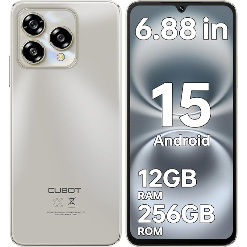 CUBOT A40 (2025) Android 15 nutitelefon ilma lepinguta, 6,88-tolline HD + 120 Hz mobiiltelefon ilma lepinguta, 12GB + 256GB/1TB mobiiltelefon odavalt, 48MP + 16MP, 5100mAh Simlock-free mobiiltelefonid, 4G